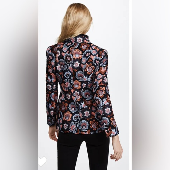 Theory Multicolor Floral Jacquard Riding Jacket US Sz. 12 - Picture 10 of 13
